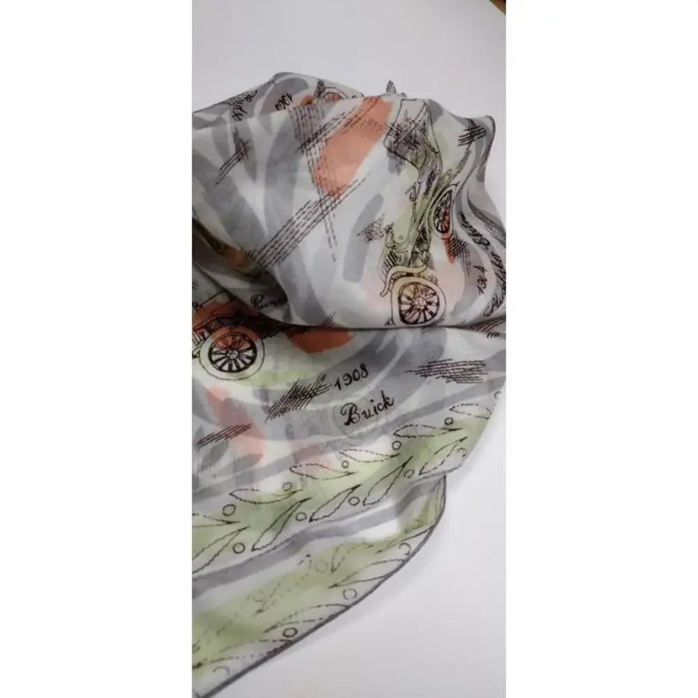 Men's 1940s Buick Handkerchief Scarf Jadeite Antique Automobile Fine Thin Cotton